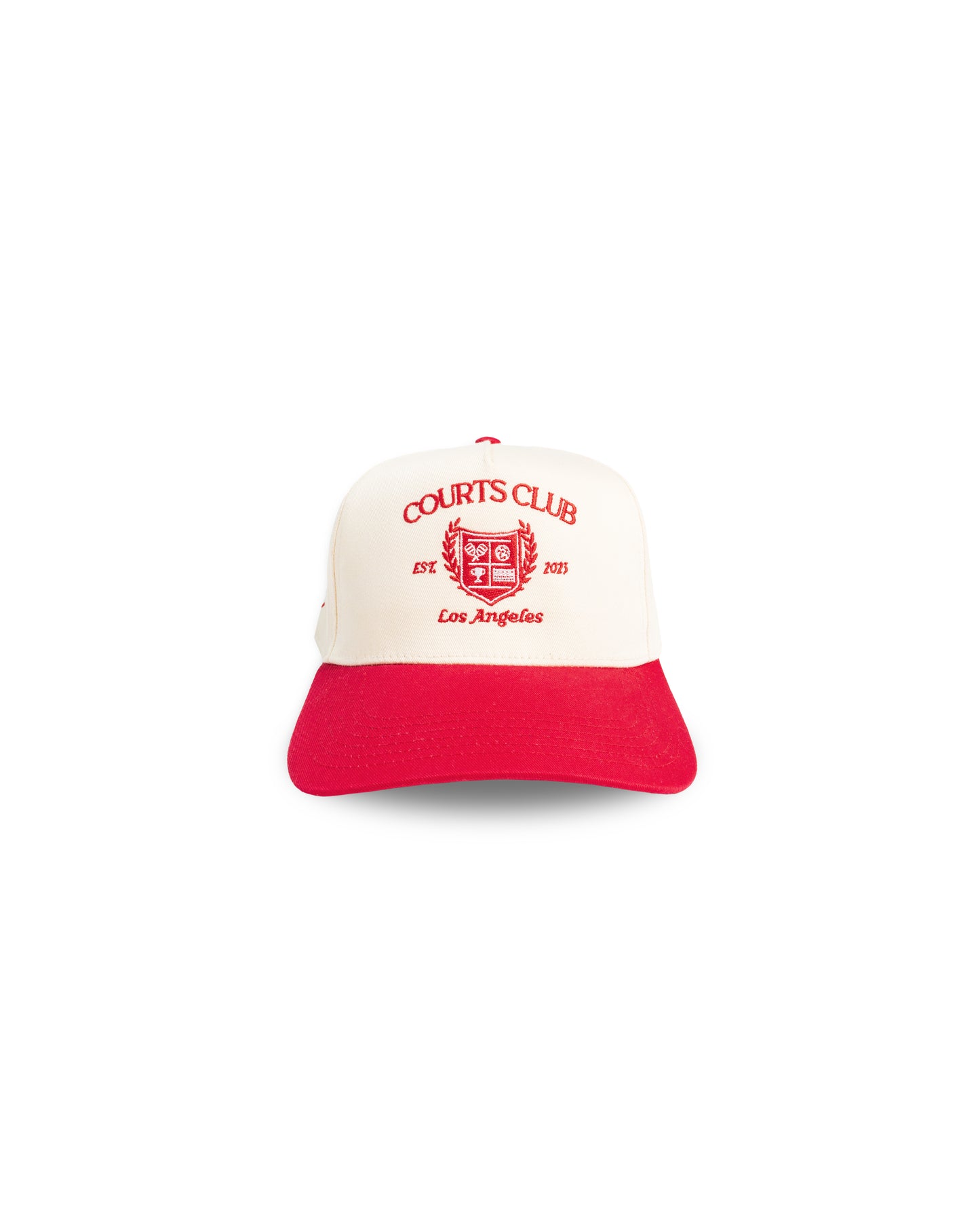 Collegiate Crest 5 Panel (beige & red)